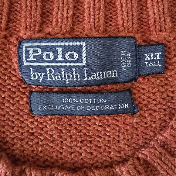 Muted Orange Cotton Crew Neck Sweater size XLT - Picture 6 of 13